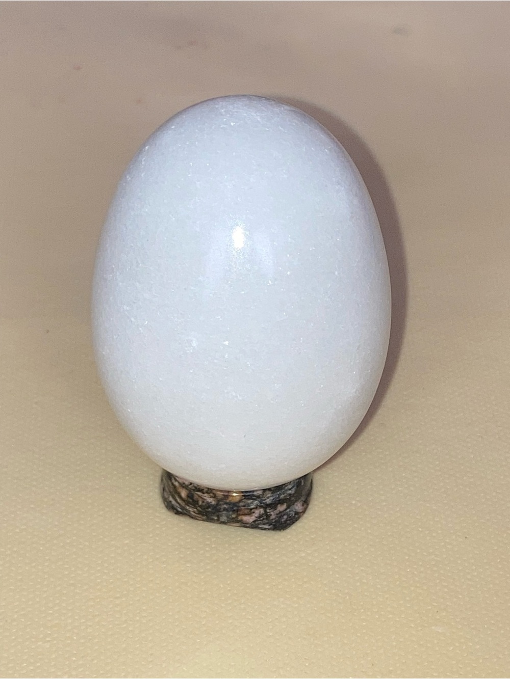 White Jade Decorative Stone Egg Sculpture - Home Art Accent - Picture 1 of 7